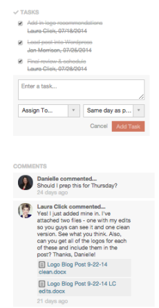 Tasks & commenting in CoSchedule