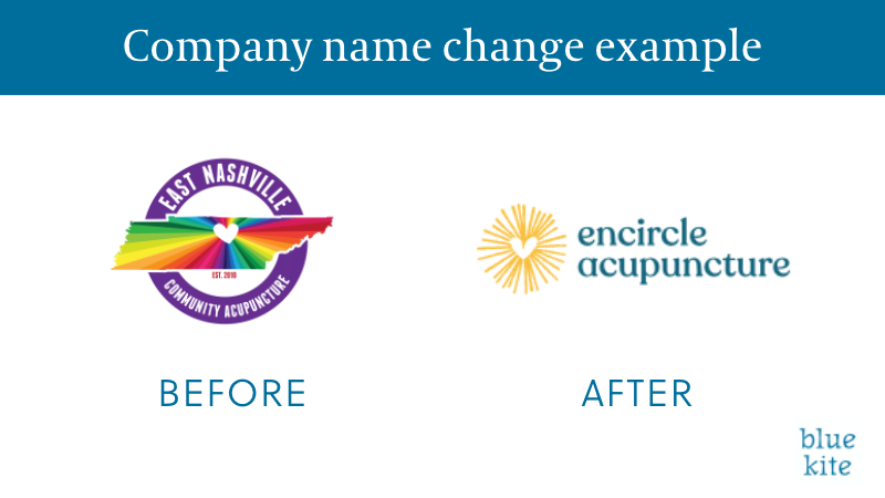 Company name change example