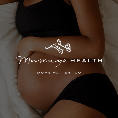 Mamaya logo on top of image of pregnant woman